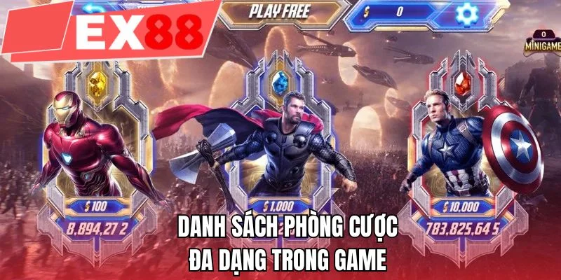 Danh sách phòng cược đa dạng trong game